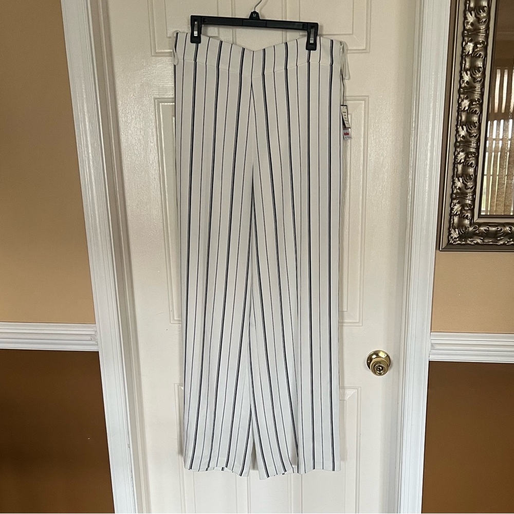 White and Black Stripped Dress Pants